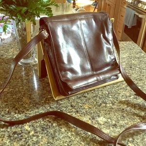 Vintage aldo dark brown leather crossbody bag